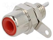 Socket; RCA; female; straight; soldering; brass; nickel plated KEYSTONE