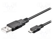 Cable; USB 2.0; USB A plug,USB B micro plug; 0.3m; black; Core: Cu Goobay