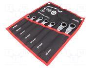 Wrench-set; rattle,combination spanner,with joint; 7pcs. PROLINE