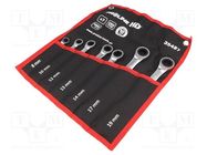 Wrenches set; rattle,combination spanner; 7pcs. 