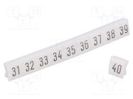 Marker; white; Width: 4.5mm; PVC; Marking: 31-40; -30÷100°C; push-in POKÓJ