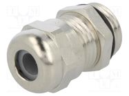 Cable gland; PG7; IP68; brass; Body plating: nickel HUMMEL