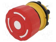 Switch: emergency stop; 22mm; Stabl.pos: 2; NC x2; red; 1.5A/250VAC 