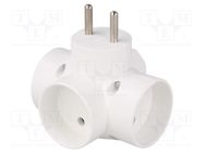 Connector: AC supply; splitter; 2P; Type: round,flat; white TIMEX-ELEKTRO