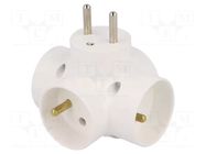 Connector: AC supply; splitter; 2P+PE; white; Output: 4x socket TIMEX-ELEKTRO