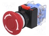 Switch: emergency stop; 22mm; Stabl.pos: 2; NC + NO; red; none; IP65 