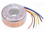 Transformer: toroidal; 120VA; 230VAC; 15V; 15V; 4A; 4A; Leads: cables TALEMA