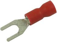 TERMINAL, SPADE/FORK, #6, CRIMP, RED