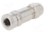 Connector: M12; plug; PIN: 5; female; 60V; straight; IP67; for cable TE Connectivity