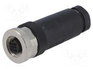 Connector: M12; plug; PIN: 4; female; A code-DeviceNet / CANopen TE Connectivity