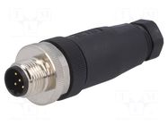 Connector: M12; plug; PIN: 5; male; 60V; straight; IP67; for cable TE Connectivity