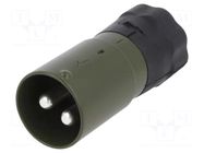 Connector: circular; plug; male; 24V; PIN: 2; straight; for cable ELKE