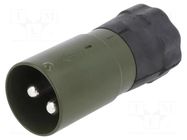 Connector: circular; plug; male; 24V; PIN: 2; straight; for cable ELKE