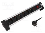 Plug socket strip: protective; Sockets: 6; 250VAC; 16A; 1.4m LOGILINK