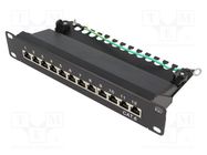 RJ45; patch panel; Cat: 6; rack; black; Number of ports: 12; 10" LOGILINK