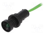 Indicator: LED; recessed; green; 230VAC; Ø10mm; IP20; leads 300mm ELPROD