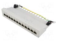 Connector: RJ45; patch panel; Cat: 6; grey; Number of ports: 12 LOGILINK