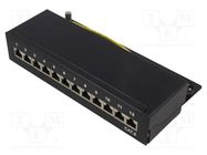 RJ45; patch panel; Cat: 6; black; IDC; Number of ports: 12 LOGILINK