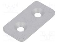 Flat bar; for profiles; W: 20mm; L: 40mm; steel; Size: 20mm; silver ELESA+GANTER