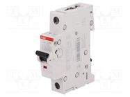 Circuit breaker; 230/400VAC; Inom: 2A; Poles: 1; Charact: C; 10kA ABB