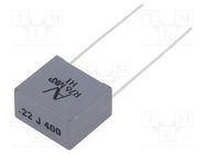 Capacitor: polypropylene; R76; 220nF; 18x10x16mm; THT; ±5%; 15mm KEMET