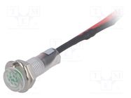 Indicator: LED; flat; green; 24VDC; Ø5.2mm; IP40; leads 100mm 