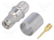 Connector: SMA; plug; male; straight; 50Ω; crimped; for cable; PTFE TELEGÄRTNER