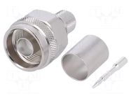 Connector: N; plug; male; straight; 50Ω; crimped; for cable; PTFE TELEGÄRTNER