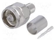 Connector: N; plug; male; straight; 50Ω; crimped; for cable; PTFE TELEGÄRTNER