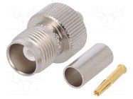 Connector: TNC; plug; female; straight; 50Ω; crimped; for cable TELEGÄRTNER