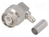 Connector: TNC; plug; male; angled 90°; 50Ω; soldering,crimped TELEGÄRTNER