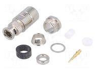 Connector: BNC; plug; male; straight; 50Ω; clamp; for cable; PTFE TELEGÄRTNER