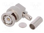 Connector: BNC; plug; male; angled 90°; 50Ω; B9907,RG58C/U; PTFE TELEGÄRTNER