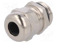 Cable gland; PG9; IP68; brass; Body plating: nickel HUMMEL