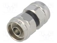 Coupler; N plug,both sides; straight; 50Ω; PTFE; gold-plated 