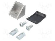 Angle bracket; for profiles; Width of the groove: 6mm; W: 28mm ELESA+GANTER