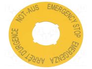 Description label; 22mm; Ø: 60mm; for emergency button EATON ELECTRIC