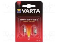 Filament lamp: miniature; E10/13; 2.25V; 250mA; 2pcs; blister VARTA