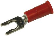 TERMINAL, SPADE/FORK, #6, CRIMP, RED