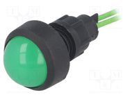 Indicator: LED; prominent; green; 230VAC; Ø13mm; IP20; leads 300mm 