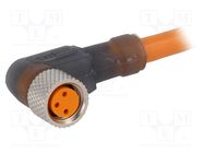 Connection lead; M8; PIN: 3; angled; 2m; plug; 60VAC; 4A; RKMWV; IP67 LUMBERG AUTOMATION