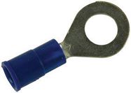 TERMINAL, RING TONGUE, 1/4IN, CRIMP BLUE