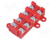 Terminal block; screw terminal; 1.5÷4mm2; 380V; ways: 4; red PAWBOL