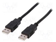 Cable; USB 2.0; USB A plug,both sides; nickel plated; 3m; black BQ CABLE