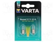 Filament lamp: miniature; P13,5s; 3.7V; 300mA; 2pcs; blister VARTA