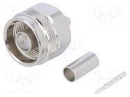 Connector: N; plug; male; straight; 50Ω; B9907,KX15,RG58C/U; PTFE TELEGÄRTNER