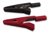 CROCODILE CLIP, 4MM, BLACK/RED, 8A, 2PK