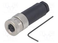 Connector: M8; female; PIN: 3; straight; unshielded; for cable; plug TE Connectivity