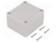 Enclosure: multipurpose; X: 57mm; Y: 63mm; Z: 37mm; ABS; grey; gasket KRADEX