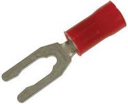 TERMINAL, SPADE/FORK, #6, CRIMP, RED